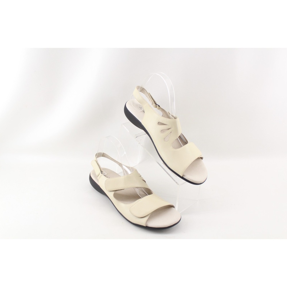 David Tate Women's Sandal Beige Leather Adjustable Size 12SS 12AA
